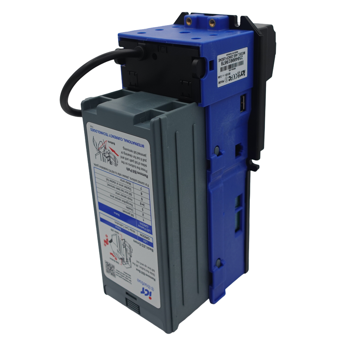 ICT A6E-13NCP-USD4 Bill Acceptor 110V 300 Stacker USD Downstack Bezel back view