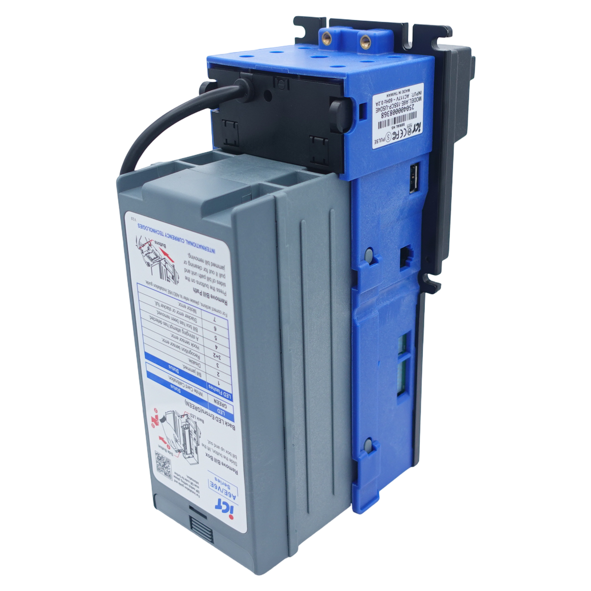 ICT A6E-15SCP-USD4 Bill Acceptor 110V 500 Stacker USD Standard Bezel back view