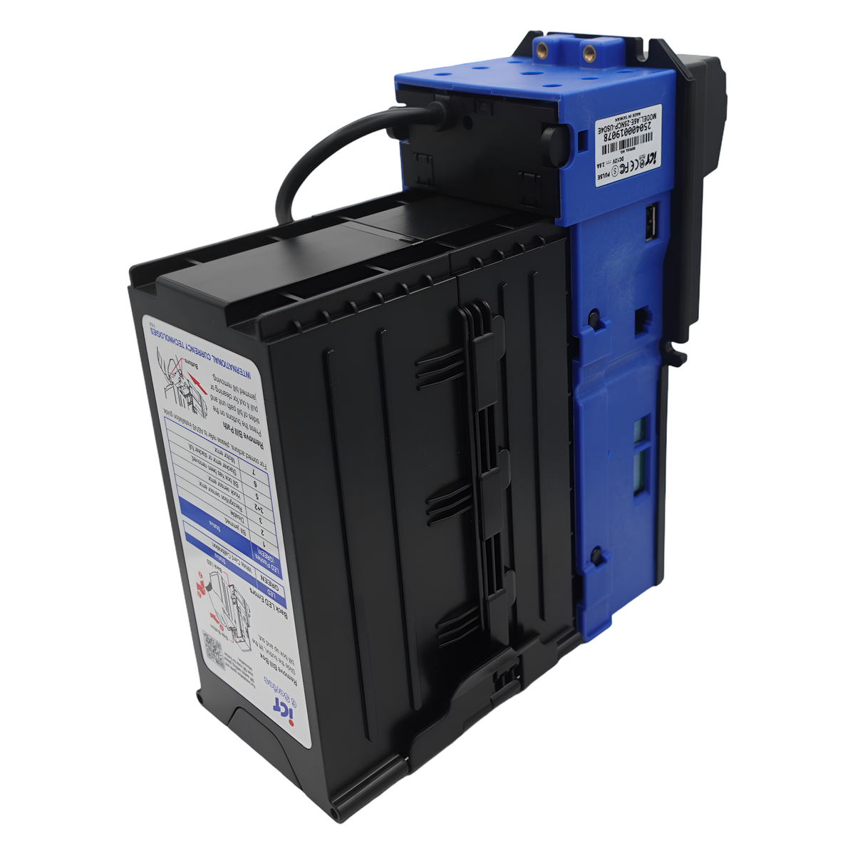 ICT A6E-18NCP-USD4-II Bill Acceptor 110v 800 Stacker USD Downstack Bezel back view