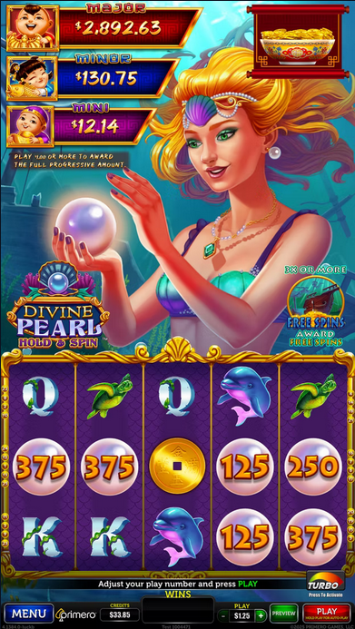Divine Pearl ocean themed slot game with glowing pearls, underwater treasures and sea elements