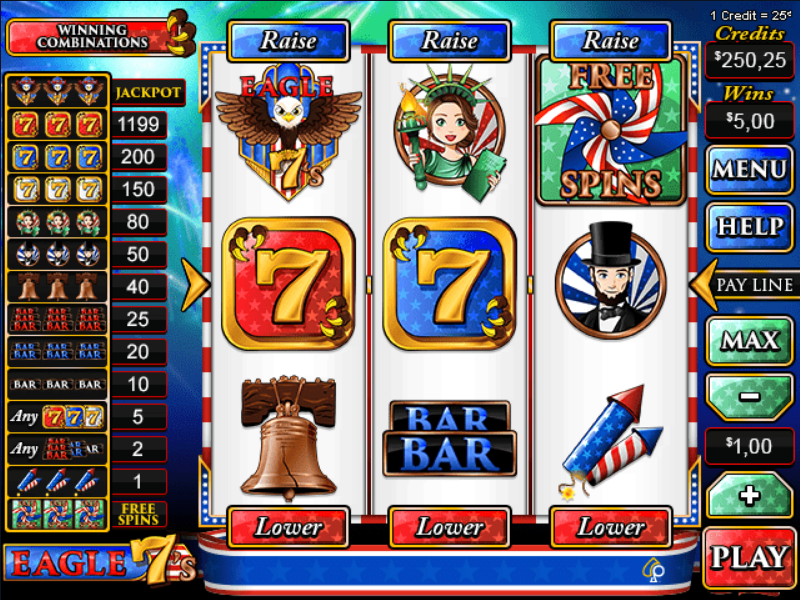 Eagle 7's Bonus Game Screen - Primero 7's & Skill