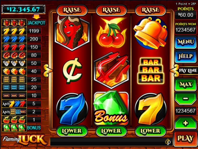 Flaming Luck Bonus Game Screen - Primero 7's & Skill