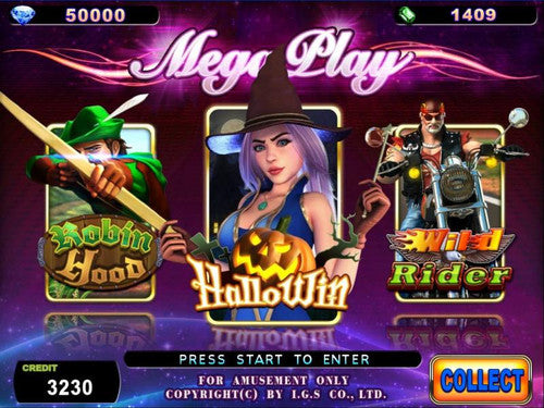 Mega Play Multigame Skill Board by IGS - Main Screen