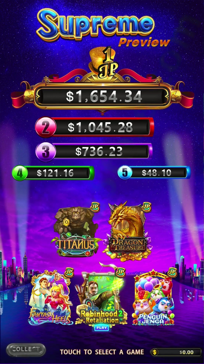 Supreme Preview Multigame Skill Board by Tidy - Main Screen