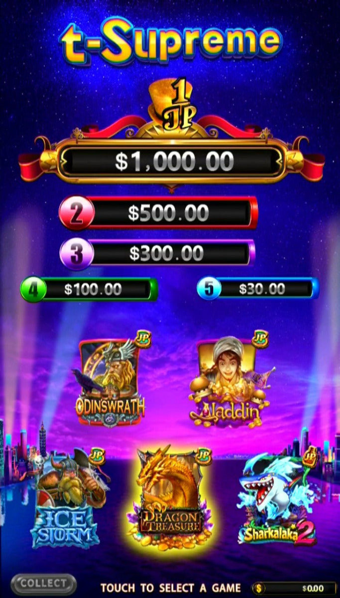 t-Supreme Multigame Skill Board by Tidy - Main Screen