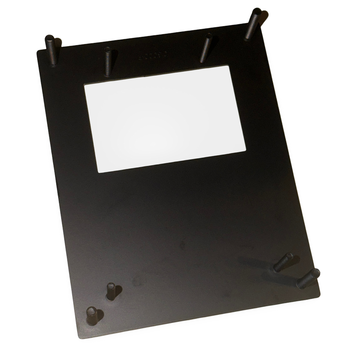 Rear of the standard opening bill acceptor mounting bracket showing threaded studs and spacers