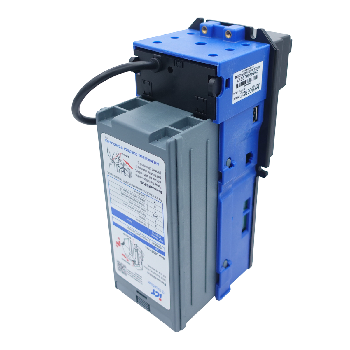 ICT A6E-13FCP-USD4 Bill Acceptor 110V 300 Stacker USD Fitted Bezel back view
