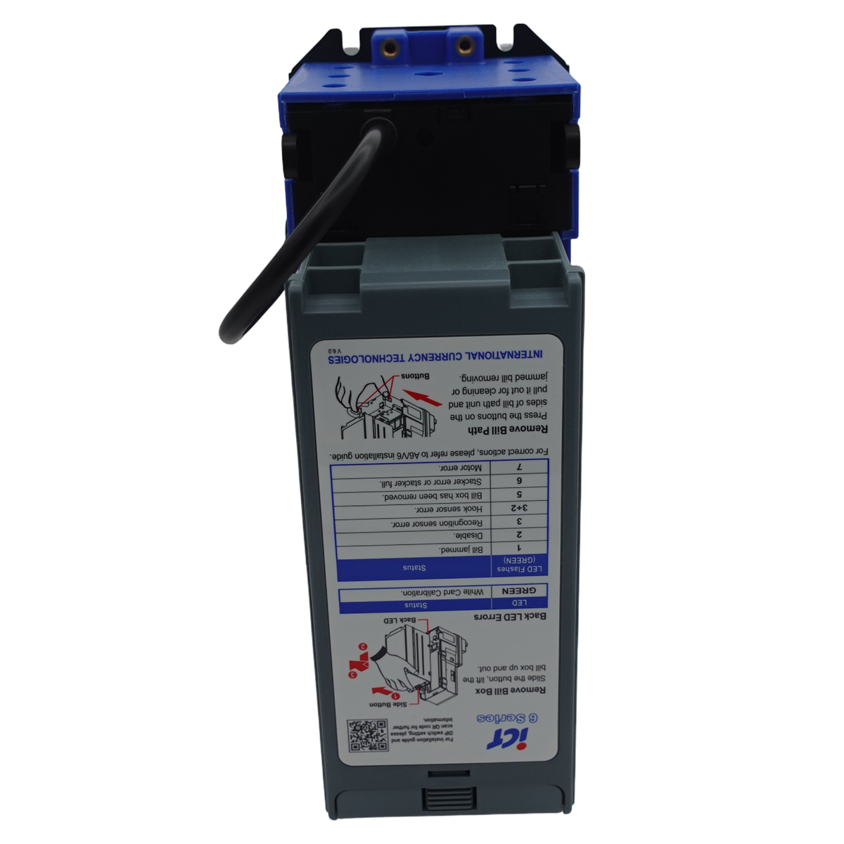 ICT A6E-13NCP-USD4 Bill Acceptor 110V 300 Stacker USD Downstack Bezel back view