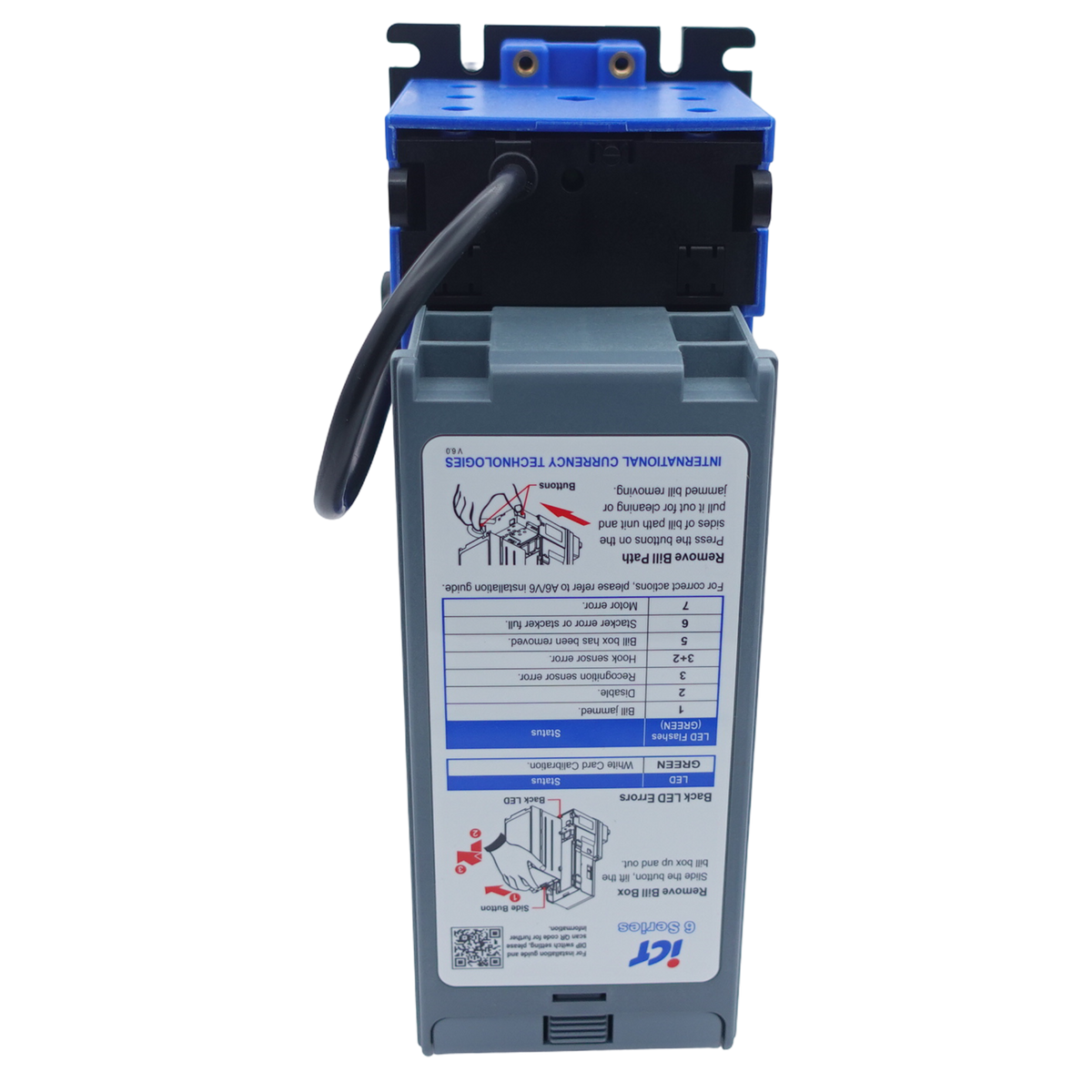 ICT V6E-33S0M-USD4-II Bill Validator 24V 300 Stacker MDB USD Standard Bezel back view
