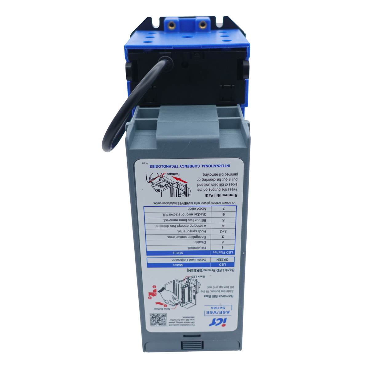 ICT A6E-15F0P-USD4 Bill Acceptor 110V 500 Stacker USD Fitted Bezel back view