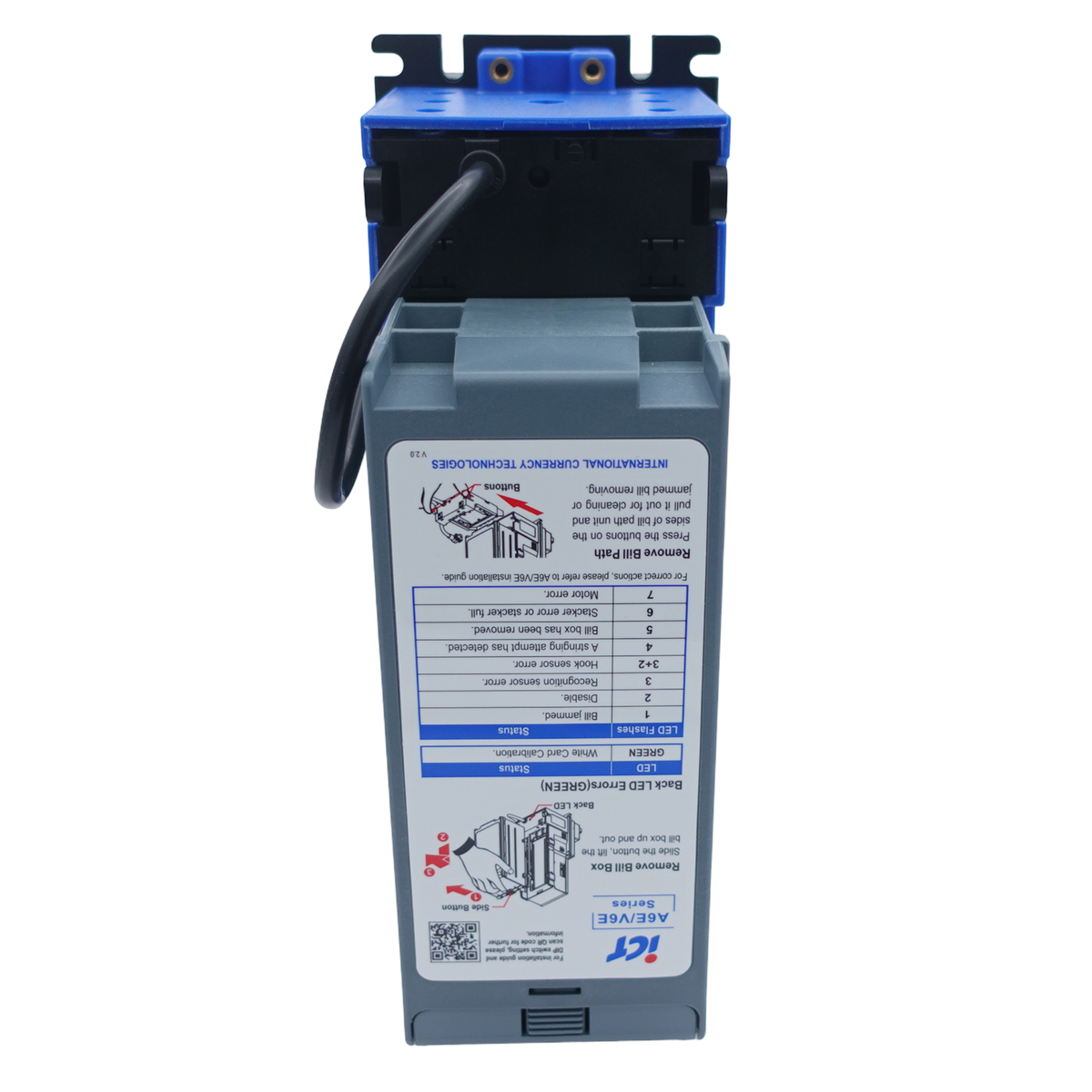 ICT A6E-15SCP-USD4 Bill Acceptor 110V 500 Stacker USD Standard Bezel back view