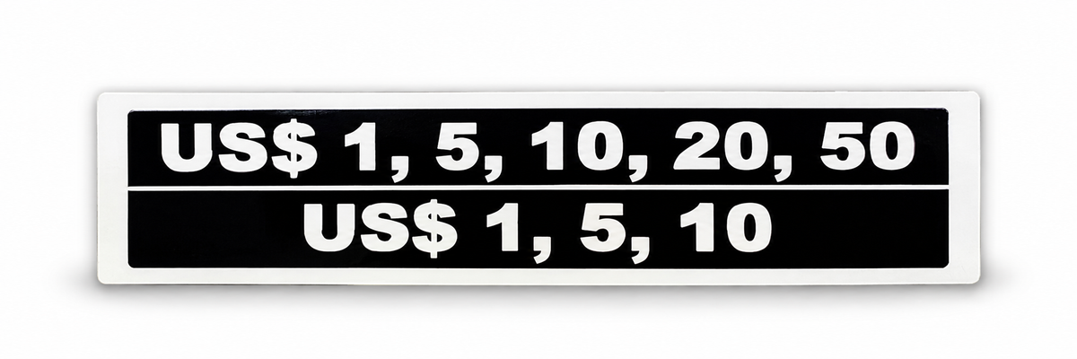 Decal 004 - US$1-$50 and US$1-$10 Denomination Strip Decal