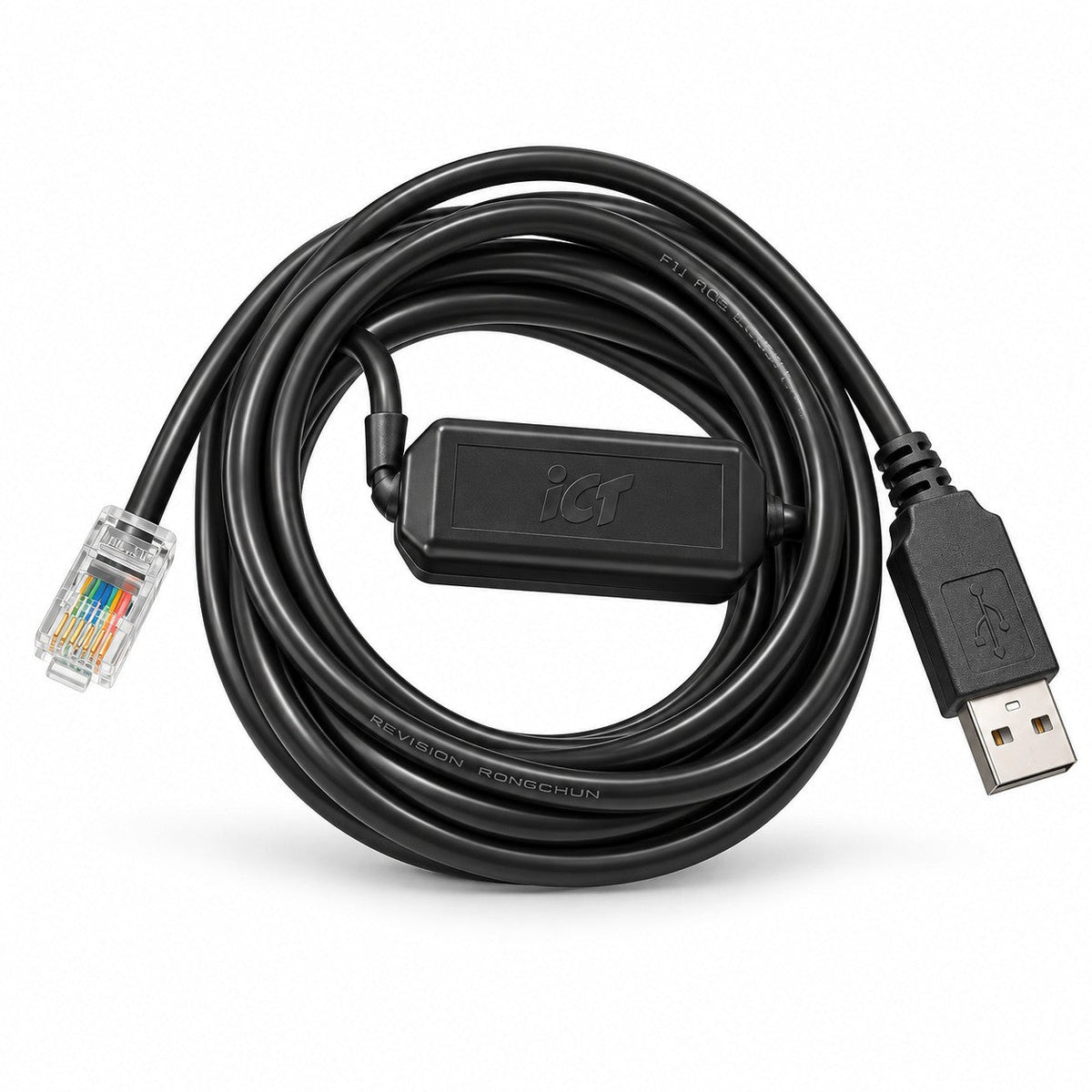 ICT GP58CR printer USB programming cable WELRGP45GC with RJ45 and USB connectors