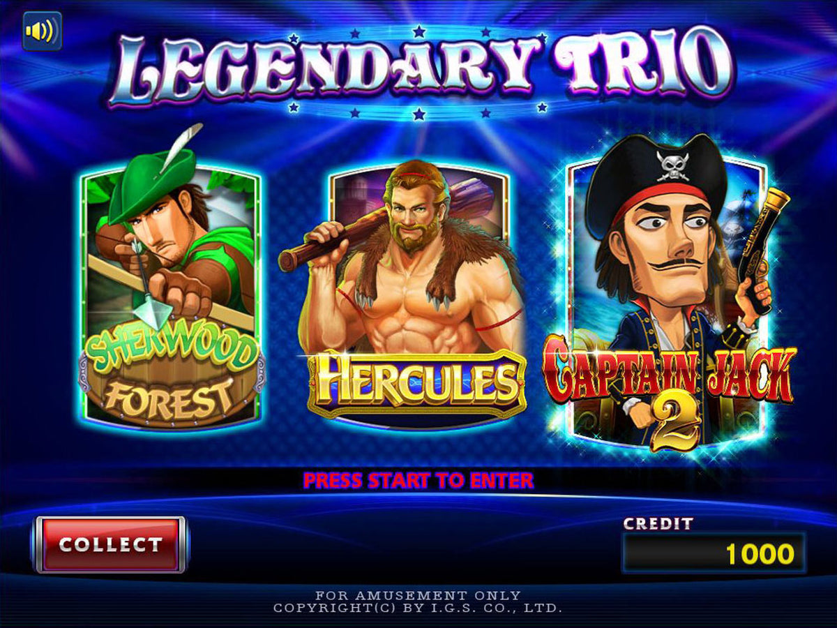 Legendary Trio Multigame Skill Board by IGS - Main Screen