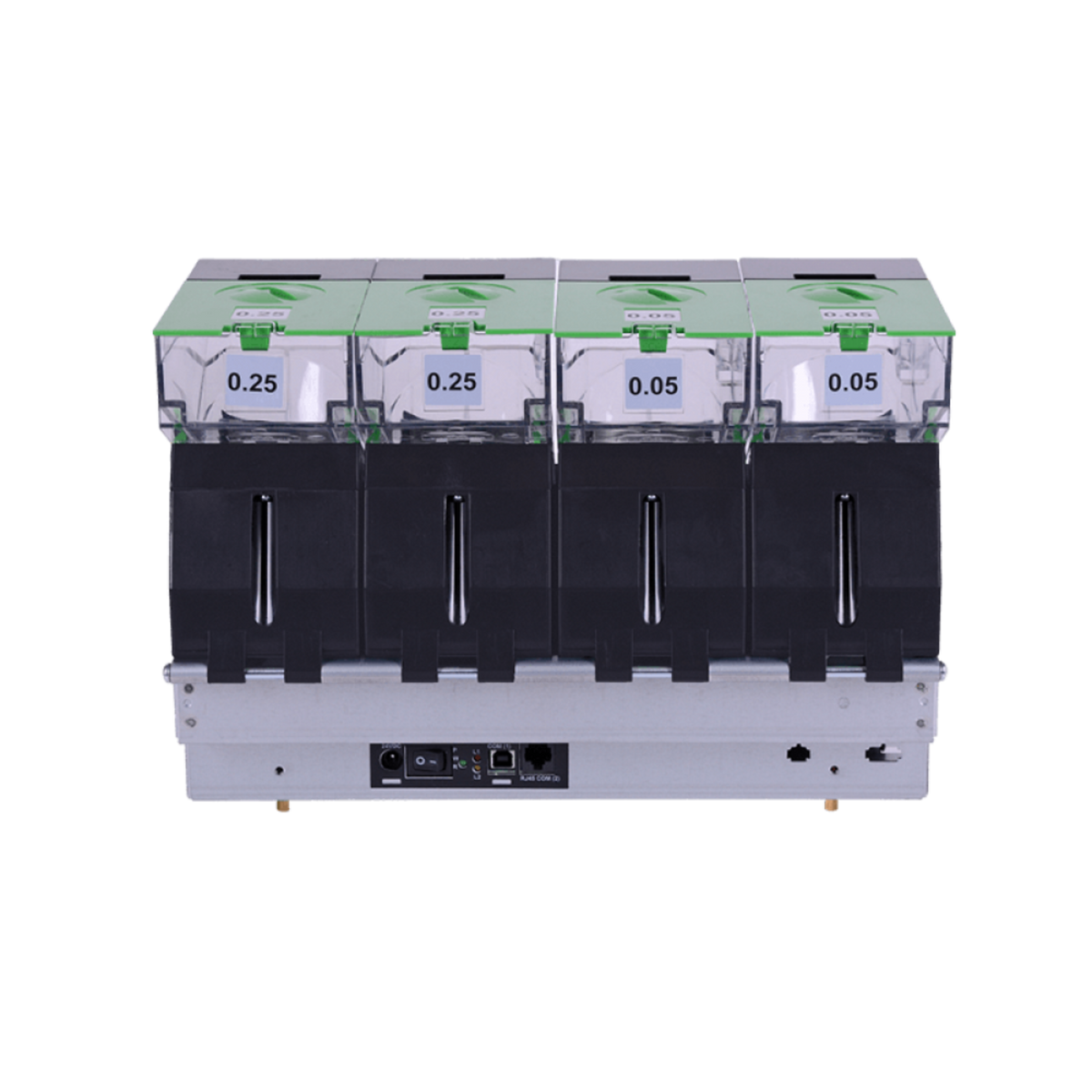 MEI CX-25 4 Bin In Line Coin Dispenser Full Unit for Self-Service Kiosks & ATMs front view