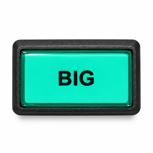 Illuminated Rectangular BIG Zippy Switch Button (Green) - Arcade & Amusement Game Push Button