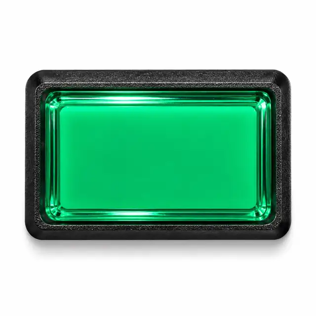 Illuminated Rectangular Green Zippy Switch Button - Arcade & Amusement Game Push Button
