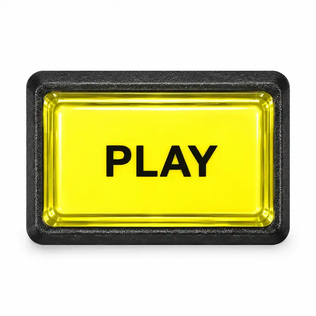 Illuminated Rectangular PLAY Zippy Switch Button (Yellow) - Arcade & Amusement Game Push Button