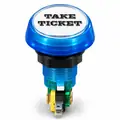 Illuminated Round TAKE TICKET Zippy Switch Button (Blue) - Arcade & Amusement Game Push Button view 2