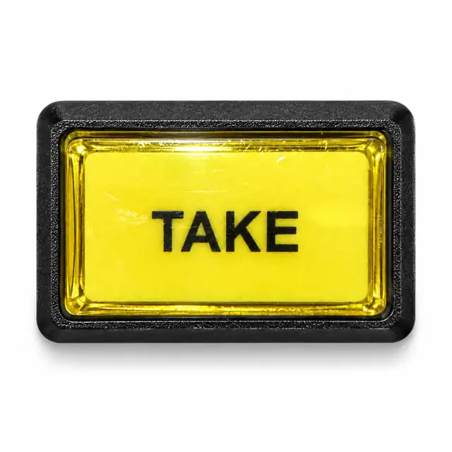 Illuminated Rectangular TAKE Zippy Switch Button - Arcade & Amusement Game Push Button