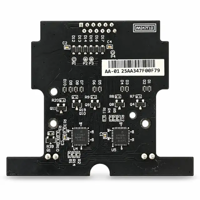 ICT AA347F## sensor circuit board for the PA7-E, rows of diodes and a twelve-pin header on a green PCB